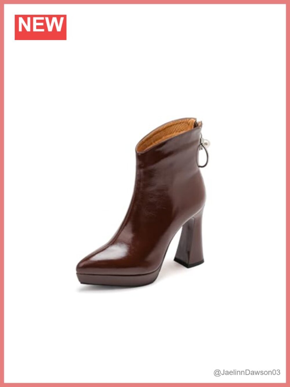 Genuine Leather Handmade Pointed Toe Platform High Heel Ankle Boots